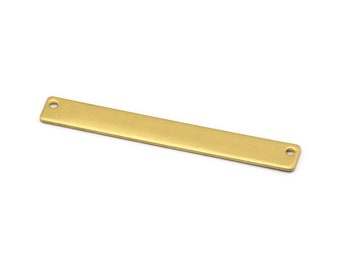 Brass Necklace Bar, 10 Raw Brass Rectangle Stamping Blanks With 2 Holes, Minimalist Pendanta (54x7x0.80mm) D0293