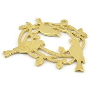 Messing Vogel Charm, Rohmessing Vogel Anhänger mit 1 Schlaufe (31x37x1,2 mm) N1309