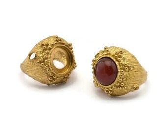 Anello Duke in ottone, anelli Duke in ottone grezzo, anelli regolabili, impostazione pietra - Pad Size 12mm E385