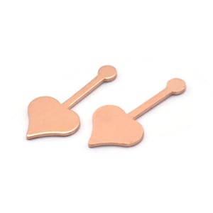 Copper Heart Blank, 24 Raw Copper Spade Blanks, Stamping Blanks (20x9x0.80mm) M02023