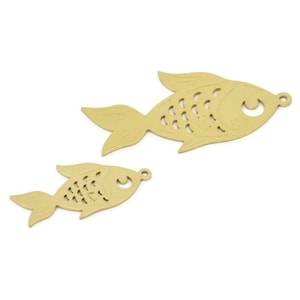 Brass Fish Charm, Raw Brass Fish Charms With 1 Loop, Findings (21/31x0.60mm) SMP2200