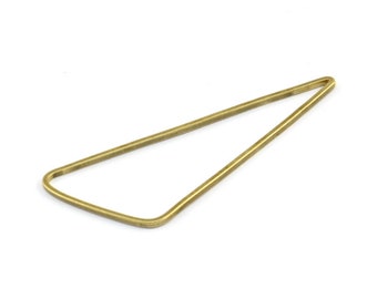 Brass Triangle Charm, 24 Raw Brass Triangle Charms with Soft Edges (44x19x1mm) E177