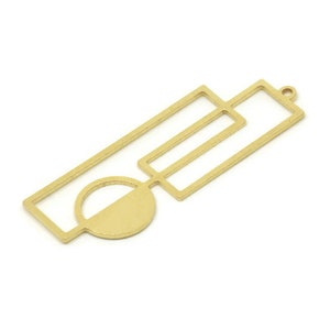May include: Gold-toned metal pendant with a geometric design featuring a circle and rectangles.