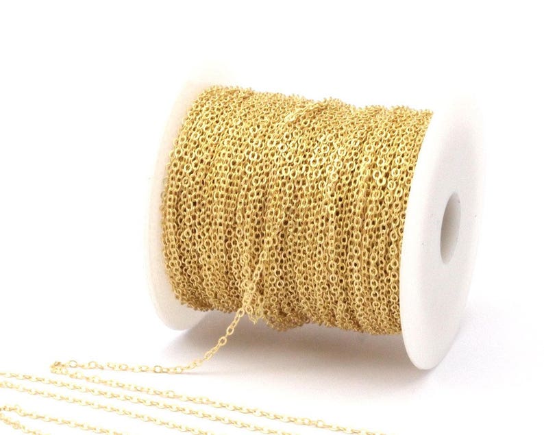 2mm Brass Chain, 20 M Raw Brass Soldered Chain 1.5x2mm Z001 image 1