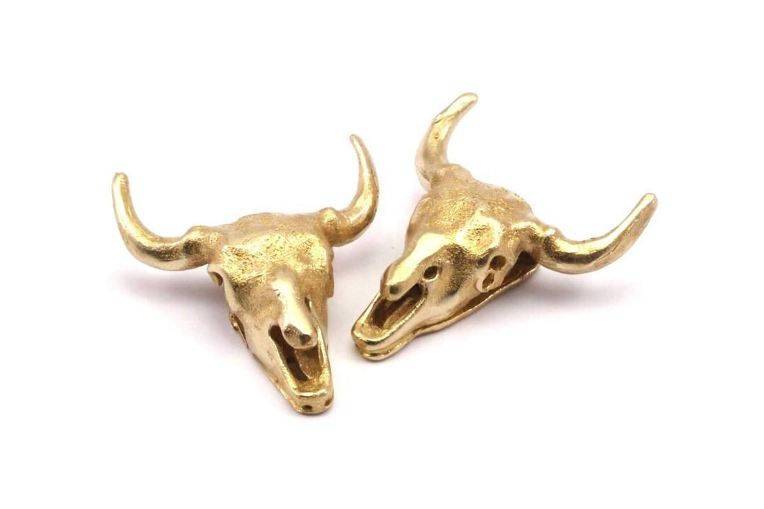 Oxgift Ox Head Skull Pendant, Raw Brass Ox Head Skull Charms, Pendants ...