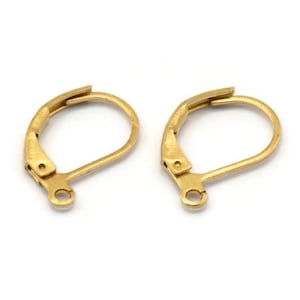 Brass Leverback Earring, 50 Raw Brass Plain Leverback Earring Findings (16x10mm) Bs 1102--A0896