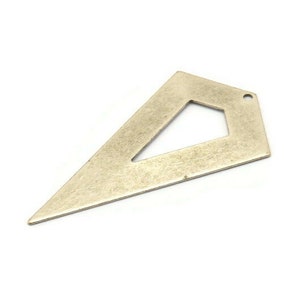 Necklace Triangle, 3 Antique Silver Plated Brass Triangle Charms with 1 holes (54x29x0.60mm) U014 H0349