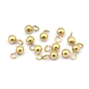 Brass Ball Charm, Raw Brass Ball Charms With 1 Loop (4mm) N0587
