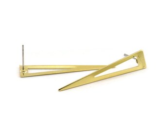 Brass Triangle Earring, 8 Raw Brass Triangle Stud Earrings (40x8x0.80mm) M156 A1822
