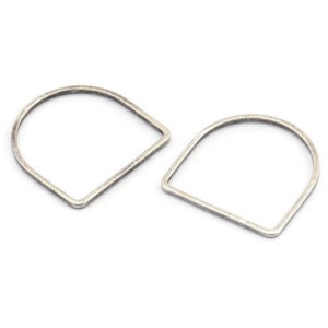 D Shape Rings, 24 Antique Silver Plated Brass D Shape Connectors, Rings  (19x19x1mm) BS 2329 H1177