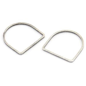 Anillos en forma de D, 24 conectores en forma de D de latón bañado en plata antigua, anillos (19 x 19 x 1 mm) BS 2329 H1177