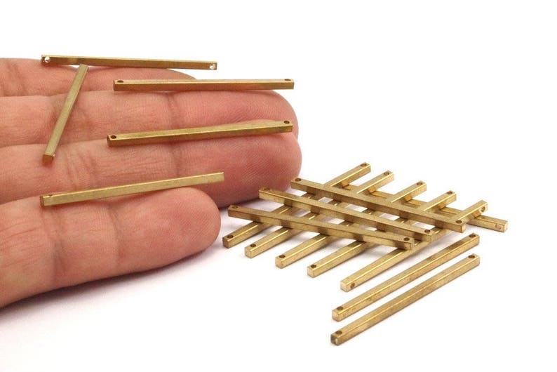 Brass Necklace Bar 12 Raw Brass Bars With 2 Holes 40x2x2mm Etsy