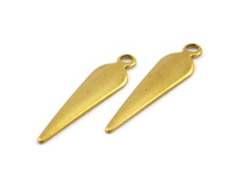 Spike Earring Finding, 50 Raw Brass Spike Charms (20x5mm) Brs 287 A0267