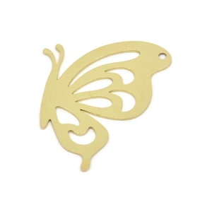 Ciondolo a forma di farfalla in ottone, ciondoli a forma di farfalla in ottone grezzo con 1 foro, accessori per orecchini (30x24x0,60 mm) SMP2313