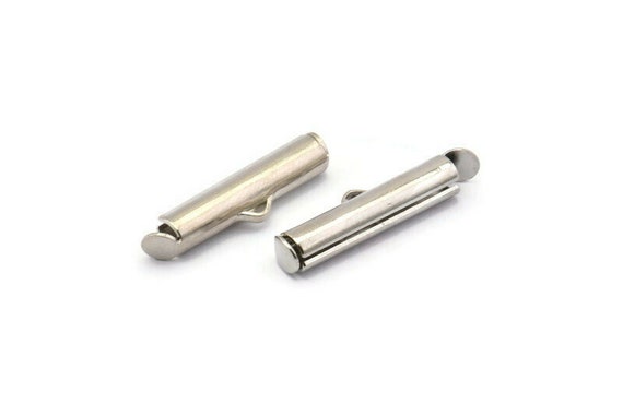 Silver Slide on End, 24 Silver Tone Slide on End Clasps for