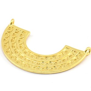 Gold Ethnic Pendant, 1 Gold Plated Brass Ethnic Pendants With 2 Loops (36x22mm) E254 Q0514