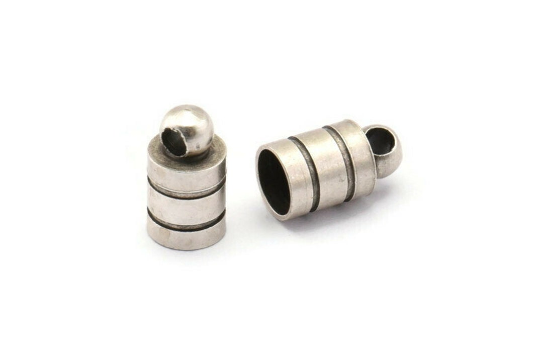Chain End Thread Silver Chain End, 12 Antique Silver Plated Brass End Cap, Cord Tip, 5mm ...