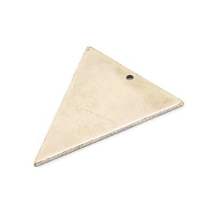 Silver Triangle Pendant, 2 Antique Silver Plated Brass Triangle Charms With 1 Hole, Earrings, Findings (32x27x1mm) D0675