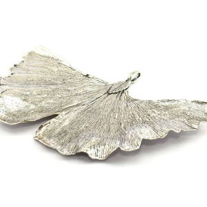 Silver Gingko Leaf, 2 Silver Tone Plated Real Gingko Leaf with 1 Loop, Pendants, Findings X052