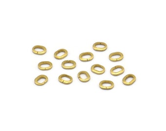 Oval Jump Rings - 100 Raw Brass Oval Strong Jump Rings (3x4mm) Brs 503 ( A0361 )