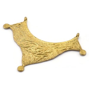 Brass Ethnic Pendant, 2 Raw Brass Ethnic Pendants With 2 Loops (40x55x1mm) E201