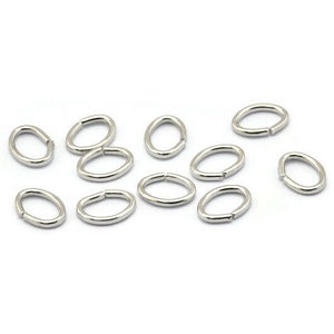 Silver Jump Ring, 100 Silver Tone Brass Oval Jump Rings (7x5x0.9mm) A1069