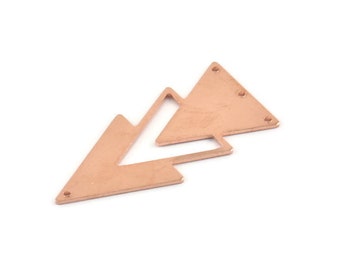 Charme triangle en cuivre, 4 charmes triangle en cuivre brut avec 4 trous (47x21x1mm) M1093