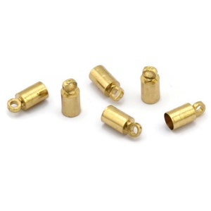 Brass Tassel End Caps, 24 Raw Brass End Cap, Cord Tips, Cord Ends (9x4mm) Cap 7 B0017