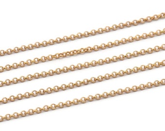 Brass Rolo Chain, Raw Brass Soldered Rolo Chain (2mm) RB 8-17