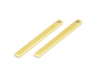 Tiny Bar Pendant, 24 Raw Brass Necklace Bars With 1 Hole (25x2.5x0.80mm) E392