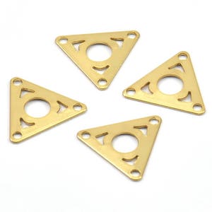 Gold Triangle Connector, 25 Gold Plated Triangle With 3 Holes Connectors, Findings, Tags (13x15mm) Brs 644 A0406 Q0281