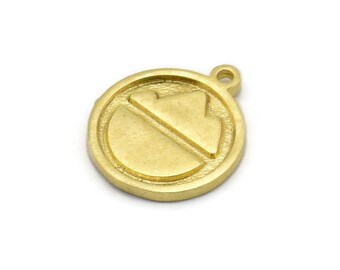 Ciondolo rotondo in ottone, 4 ciondoli rotondi a forma di montagna in ottone grezzo con 1 anello, pendenti, accessori per orecchini (17 x 14 mm) N1996