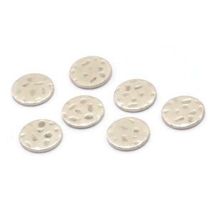 Silver Round Tag, 50 Hammered Antique Silver Plated Brass Round Stamping Blanks, Findings (8x0.80mm) M01493