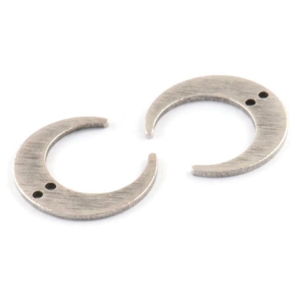 Silver Moon Charm, 12 Textured Antique Silver Plated Brass Crescent Moon Charms With 2 Holes (18x4.5x1mm) D1371 H1325