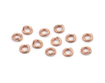 Anillo de salto de 5 mm, 250 anillos de salto de latón en tono oro rosa (5 x 1 mm) A1003