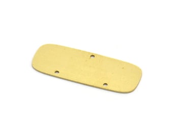 Pingente retangular de latão, 4 pingentes retangulares de latão bruto com 3 furos, conectores, acessórios para brincos (36x13,5x0,60 mm) SMP0054