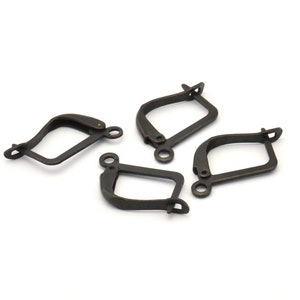 Plain Leverback Earring, 50 Oxidized Black Brass Plain Leverback Earring Findings (13x10mm) Brsl 90 A0961 S965