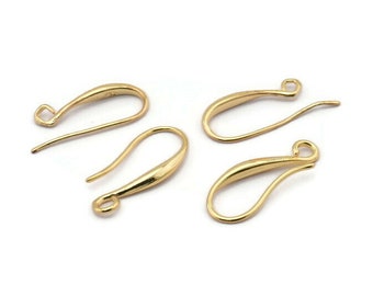 Crochets d’oreille d’or, 8 fils de boucle d’oreille en laiton plaqué or, crochets de boucle d’oreille (21x7.5mm) BS 1824