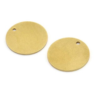 Brass Stamping Tag, 10 Raw Brass Round Charms With 1 Hole (17x0.80mm) A3475