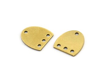 Dije de latón en forma de D, 24 dijes de latón en bruto en forma de D con 4 orificios, conectores, accesorios (10 x 9 x 0,60 mm) A3427