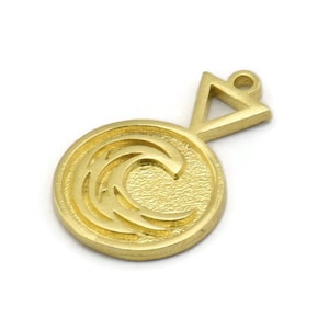 Brass Element Charm, Raw Brass Water Element Symbol Charms With 1 Loop (24x15x1.8mm) N1978