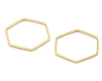 Gold Hexagon Connector, 25 Gold Plated Brass Hexagon Connector Rings (20x0.6x0.9mm) BS 1204 Q0001