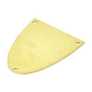 Half Ellipse Charm, 6 Raw Brass Half Ellipse Shape Charms With 3 Holes, Pendants, Earrings, Findings (28x24x0.70mm) B0217