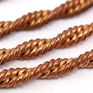 Vintage Copper Chain, Vintage 1 M. Soldered Copper Plated Brass Chain (4mm) Z139