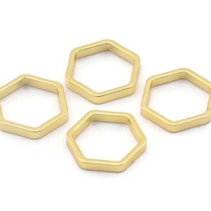 Gold Hexagon Ring, 10 Gold Plated Hexagon Shaped Rings, Charms (12x0.8x2mm) Bs 1178 Q0196