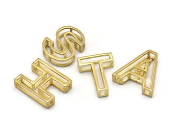 Brass Letter, Raw Brass 3D Alphabet Letters, Brass Letter Pendants, İnitial Charms, Uppercase, Personalized Initial Charms