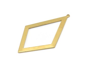 Brass Diamond Charm, 8 Raw Brass Rhombus Charms With 1 Loop, Pendants, Earrings, Findings (55x31x1mm) D0703