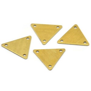 Brass Triangle Charm, 50 Raw Brass Triangle Charms With 3 Holes 12x14mm A0017 image 1