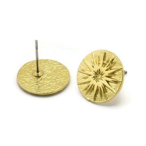 Earring Studs, 4 Raw Brass -  Circle Stud Earrings - Brass Earrings - Earrings (14x1.5mm) N1923