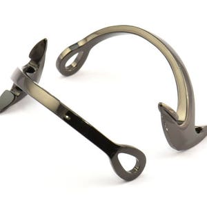 Black Bracelet Blank, 1 Black Tone Bracelet Parts With 1 Hole For Leather (63x30x4.5x2.7) X046